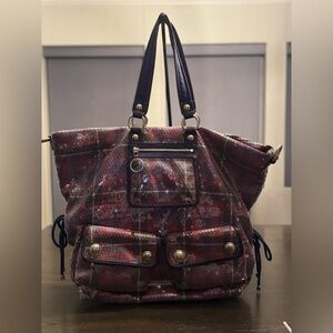 Coach poppy  Purple and Black Sequin Tote Bag